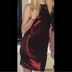 Shiny red bodycon dress